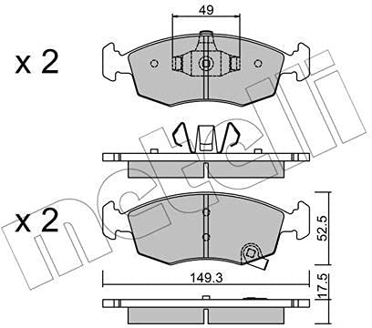 metelligroup 22-0274-5 Bremsbeläge, Made in Italy, Ersatzteile für Autos, ECE R90-zertifiziert, Kupferfrei