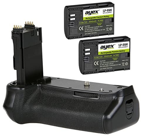 Ayex Battery Grip Battery Grip for Canon EOS 6D Mark II (E21) including 2x Ayex LP-E6 Batteries
