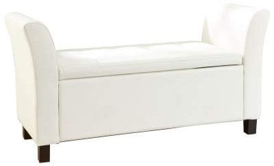 Deerchair Furniture VERONA WINDOW SEAT OTTOMAN LARGE FAUX LEATHER FOOTSTOOL STORAGE BOX BENCH WHITE