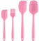 PREMYO Juego 4 Espátulas Cocina Lengua Silicona Pincel de Repostería Cuchara Resistente al Calor Antiadherente Volteador Paleta Masa Pastel Rosa