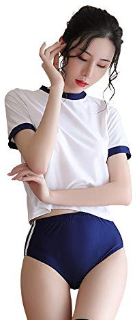 Frauen Mädchen Cosplay Sexy Gym Anzug Sport Uniform Set High School Student Anime Cheerleading Kostüm, blau