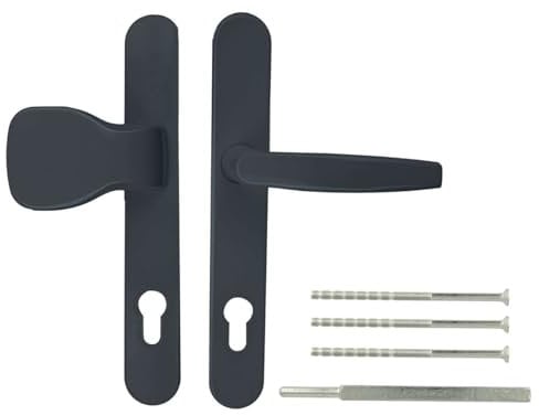 Premium Drückergarnitur Victory DHS 92mm - Oval - Knauf-Griff, Farbe:Grau RAL 7016, Schildbreite:36mm