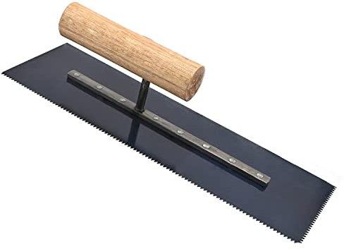 Utoolmart Paleta de mano para mampostería, herramienta de construcción de acabado de hormigón para paneles de yeso, 300 mm x 100 mm, acero al manganeso 65, con mango de madera