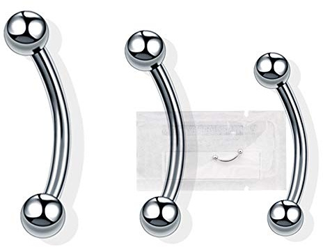 WARRIOR Steriles Piercing Banane Augenbraue Circular/Curved Barbell Tragus Helix Knorpel Ohr aus Chirurgenstahl 316L Titan Piercing 16G(1,2mm) PMS-001/PTM-001