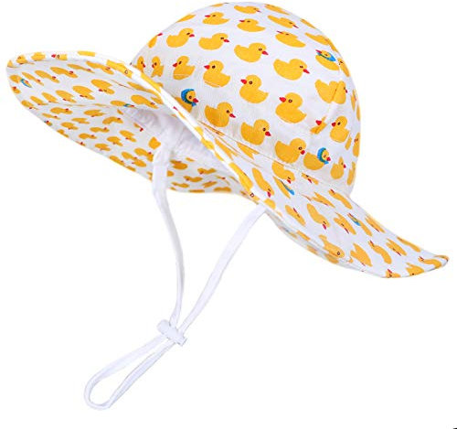 Happy Cherry Garçons Chapeau Bob Été Anti-UV Solaire pour Plage Plein Air Voyage Enfant Bonnet Coton Protection Soleil avec Cordon Ajustable Hat Imprimé Mignon Jaune 3-6 Ans