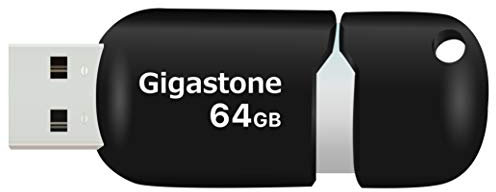 Gigastone 64 Go Clé USB 2.0 V10 Série, Clé Rétractable pour PC Ordinateur Portable MacBook, Compatible avec Windows Mac Linux, USB 2.0 Flash Drive Stockage Rotation Disque Mémoire Stick - Noir
