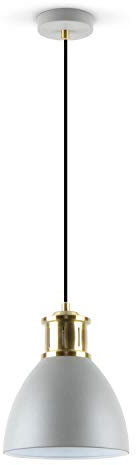 LED Universum Pendelleuchte „Steve“, Metall Grau mit goldenem Sockel, 20cm x 141cm, E27 Fassung, max. 40W, Deckenleuchte, Hängelampe, Hängeleuchte, Bar, Lounge, Loft, Restaurant, Diner