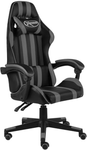 vidaXL Gaming-Stuhl Schwarz und Grau Kunstleder