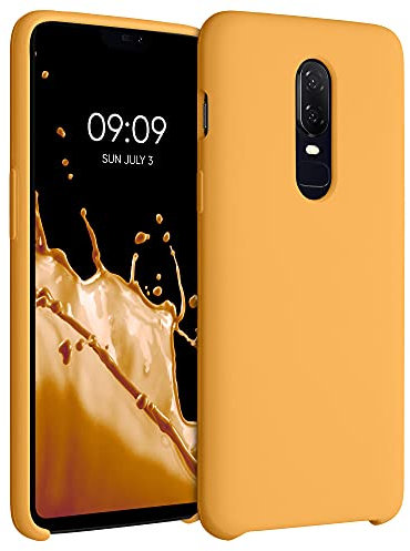 kwmobile Hülle kompatibel mit OnePlus 6 Hülle - Silikon Handy Case - Handyhülle weiche Oberfläche - kabelloses Laden - Marigold