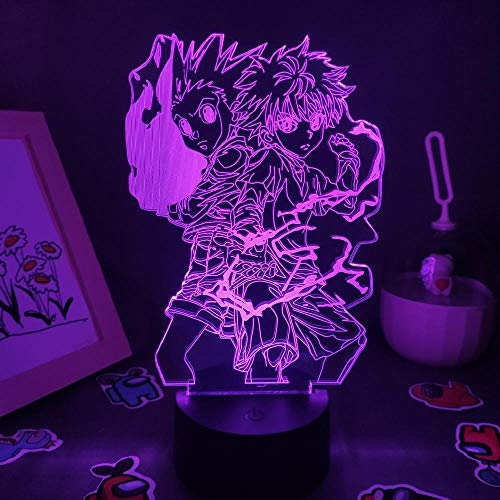 Gon und Killua - 3D Nachtlampe RGB LED Illusion Licht für Schlafzimmertisch Dekoration Anime Hunter X-16 Farbe mit Fernbedienung