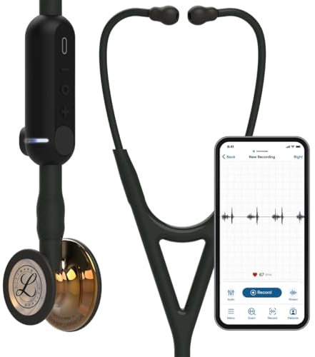 3M Littmann Core 8870 Stéthoscope numérique avec pavillon et tube noir, tige et oreillette 68,6 cm