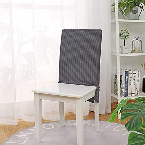 Bestenrose Stuhllehne Stuhlhussen Stretch Stuhlrückenabdeckung Jacquard Rückenlehnenbezug mit Rock Stretch Abnehmbare Waschbar Universal Stuhlhussen Rückenlehne für Esszimmer Hotel(Dunkelgrau,4er Set)