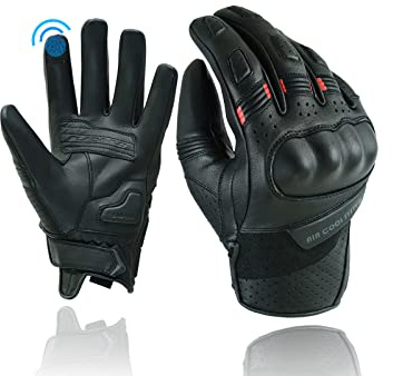 BLACKWILD Leder Motorradhandschuhe für Herren | Ziegenleder Atmungsaktiv, Touchscreen-Finger mit hartem Knöchel Rutschfester Schutz Handschuhe für Motorrad, Mountainbiken, Motocross, Wandern