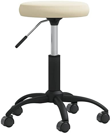 vidaXL Massagehocker mit Rollen Drehbar Höhenverstellbar Rollhocker Arbeitshocker Salon Beauty Hocker Drehhocker Praxishocker Samt Creme