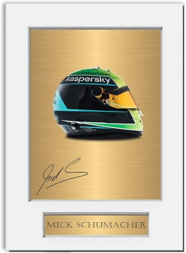 Mick Schumacher 2022 Helm-Halterung mit Autogramm, A4 für F1-Rennfans