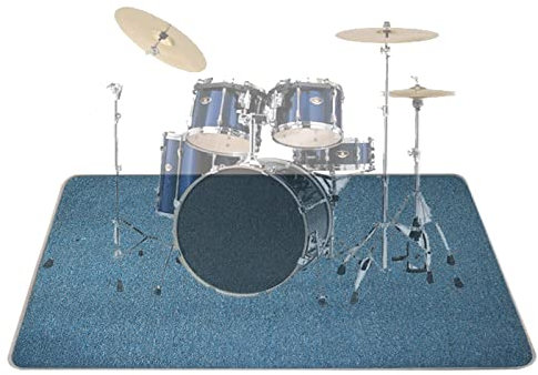 PPGE Schlagzeug Teppich 200x160, Schallschutz Teppich Schlagzeug, Schlagzeugteppich Groß, rutschfeste Matte Trommel Teppiche, Schalldammung Boden, Antivibrationsmatte Klavier (Color:Blau)