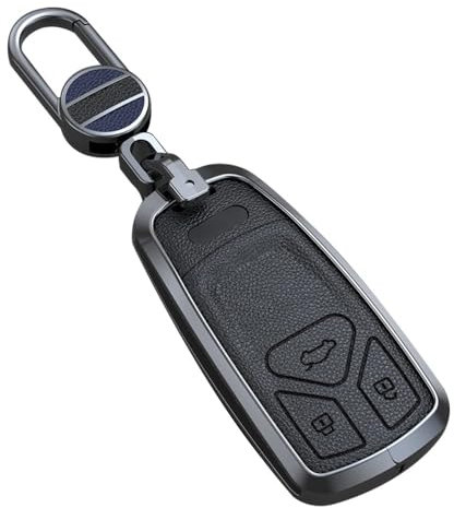 ontto Coque de clé en cuir pour Audi A4 B9 A4 Allroad A5 Q5 Q7 S4 B9 Audi S5 SQ5 TT Accessoires en alliage de zinc Porte-clés sans clé, a-noir, A