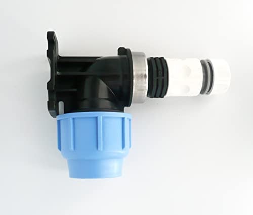 MDPE Wall Plate Elbow (32mm) with Snap On Connector & Hose Connector (3/4 Snap On Connector)