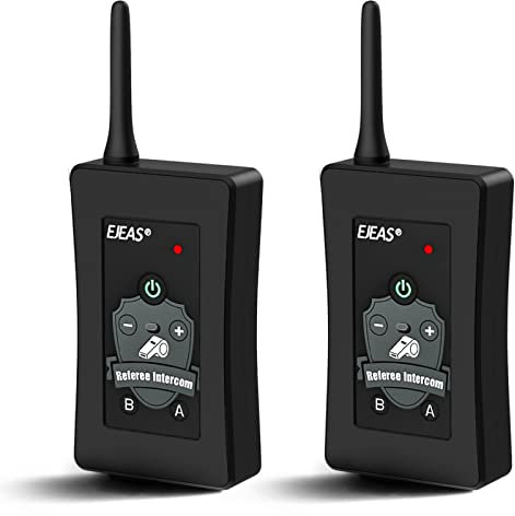 EJEAS FBIM Professionelle Bluetooth Headset Intercom für Schiedsrichter, 850 mAh 1500 MDrahtlose Sprechanlage mit Rauschunterdrückung für Fußball und Handball 4 Menschen Verbindung(2 Stück)