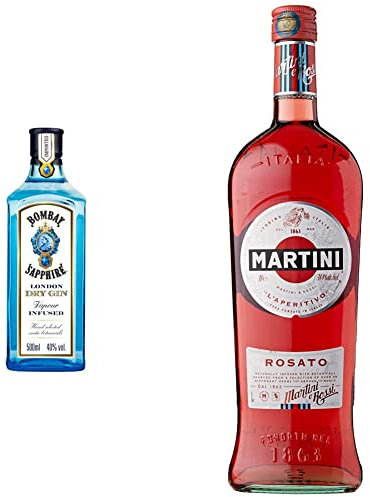 Bombay Sapphire London Dry Gin, 50 cl & Martini Rosato, Vermouth, 100cl, 14,4%