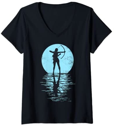 Damen Bogensport, Bogenschütze, Bogenschießen, Pfeil und Bogen T-Shirt mit V-Ausschnitt