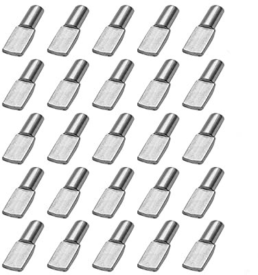 25pcs Perni di Supporto per Mensole e Scaffali,Tasselli Metallici 5mm Reggi Mensola,Pioli per Mensola,Scaffalatura,Libreria,Perni di Supporto Piastra in Nichel,Perni per Mensole Supporto Pioli Staffa