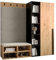 MEBLE KRYSPOL Garderobe MIRO Set 1 mit gepolsterten Paneelen Modern Design (Manila 02 (Creme), Eiche Kraft Gold + Schwarz Matt)