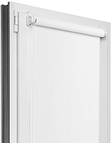 Estika Estor Enrollable Opaco sin taladrar - Ancho de Tela 30 cm x 120 cm - Blanco - 6 Colores de Tela, estores para Ventanas, estores Klemmfix para Interior
