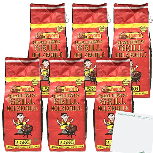 Favorit Grill Holzkohle Große Körnung für super Glut 6er Pack (6x2,5kg) + usy Block