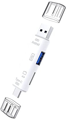 Grendly Lector de tarjetas de memoria 5 en 1 USB 2.0 tipo C/USB, TF/SD, adaptador de lector de tarjetas OTG, color