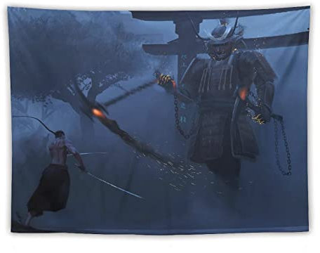 NANXIANG Japan Samurai Kunst Tapisserie Challenger Druck Foto Kunst Gemälde Polyester Tapisserie Home Dekorative Bett