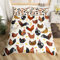 Hühner Tröster Bezugsset 155x220.Rustikale Hahn Henne Bettbezug für Teen Erwachsene Schlafzimmer Dekor, Bauernhof Tiere Bettwäsche Set mit Reißverschluss Verschluss 1 Kissenbezug, Orange Schwarz Weiß