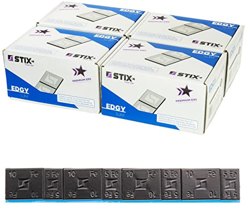 STIX Pesi Adesivi Neri per Cerchi in Lega 60g 5+10g 400 Pezzi Edgy Slim | Per equilibratura ruote, striscia adesiva per un fissaggio sicuro, peso totale 24 kg