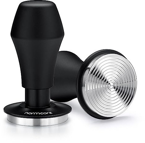 Normcore Kaffee Tamper 51mm - Druckregulierender - Barista Stempel mit 15lb / 25lb /30lbs Anpressdruck - Aluminiumgriff Matte (Tamper-Base Ripple, Durchmesser Ø 51mm)