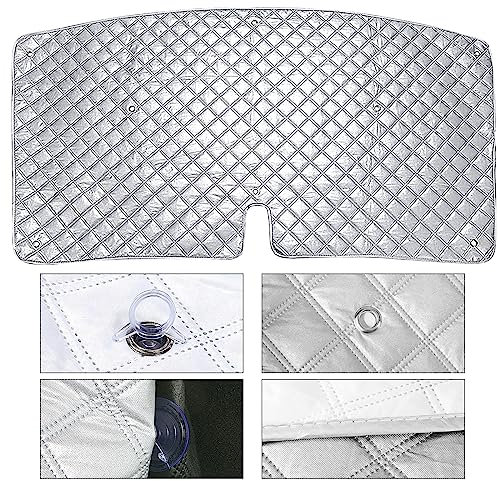 Parasol para parabrisas de coche, protección solar para parabrisas de caravana, protección UV, aislamiento térmico, fácil almacenamiento para Peugeot Boxer, Fiat Ducato, plata