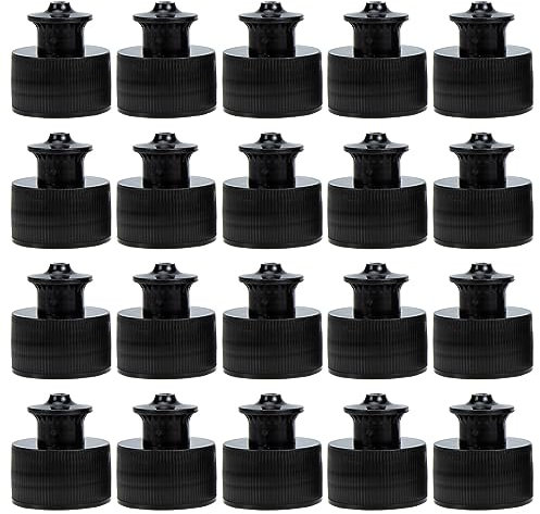 BESTonZON Lot de 20 bouchons push-pull pour bouteilles de 28 mm - Bouchon de bouteille d'eau de sport - Couvercle de rechange - Noir