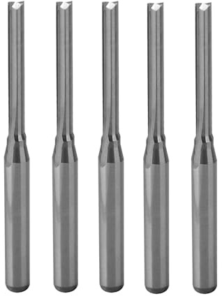 Trvoxviq Fraise droites pour fraise CNC, 5 pièces, fraise à 2 rainures, 2 x 17 mm, manche de 1/8 en carbure de tungstène CNC, set de meules pour gravure en PVC et acrylique