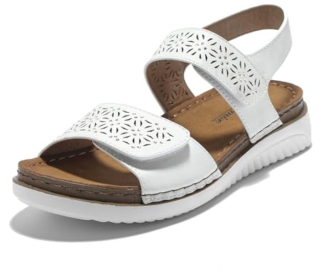 JOMIX Sandali Donna Estivi a Strappo Sandali Bassi Eleganti Comodi Ciabatte da Casa Spiaggia Mare Scarpe Punta Aperta per Estate SD9292 (Bianco, 38)