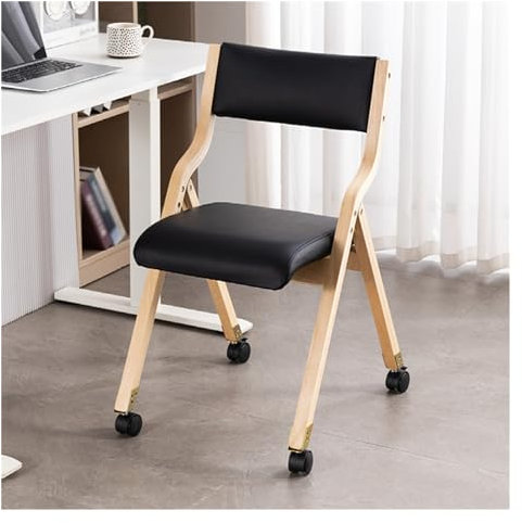 WIGSELBL Holz-Klappstühle ohne Armlehnen und Rollen, gepolsterter stapelbarer Holzstuhl für Zuhause, Büro, Hochzeit, Party, Veranstaltungen im Innenbereich (Farbe: Nero)