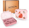 MOYO Kinder Brotdose in Rosa I Luftdichte & auslaufsichere Brotzeitbox I Hochwertige & stilvolle Brotbox inkl. Snackgabel I Spülmaschinenfeste Lunchbox mit Fächern I BPA-freie Snackbox für Kinder