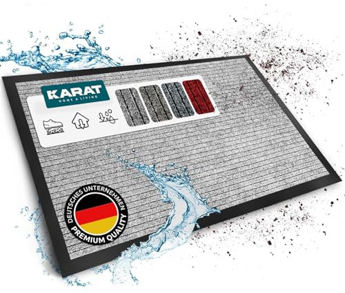 KARAT Schmutzfangmatte Dura - 66 x 120 cm, Grau - Fußmatte mit Rutschfester Rückseite - Türmatte für Eingangsbereich - Fußabtreter, Sauberlaufmatte, Türvorleger