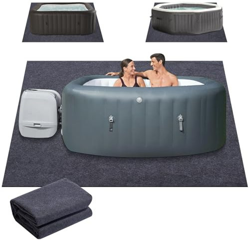 Alyclip Grand tapis gonflable de 254 x 254 cm d'épaisseur pour spa et piscine – Envers imperméable antidérapant pour protéger le jacuzzi de l'usure en intérieur et extérieur