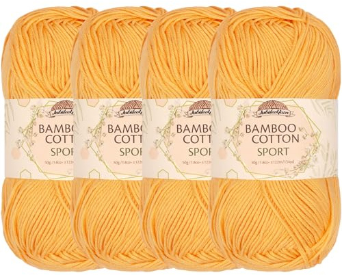 JubileeYarn Bamboo Cotton Sport Yarn - 50g/Skein - Summer Sun - 4 Skeins