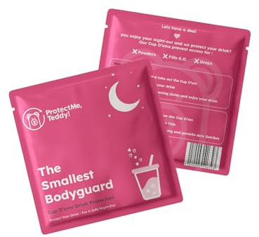 ProtectMe,Teddy! 6 x Anti Spike Cup D'om's, Getränkeabdeckungen PINK, Cup Kondom Getränkeschutz mit Öffnung für Strohhalm, 6 PCS Anti Spike Drink Covers Schutz Party Antidrogenschutz fürs Glas (Pink)