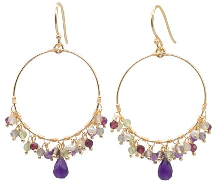 KOKO Amethyst Ohrringe, Halbedelstein Ohrringe, Naturstein Ohrringe, Modeschmuck, Echte-Steine-Ohrringe, Edelstein mit Amethyst, für Frauen, Mädchen, 18k Vergoldet