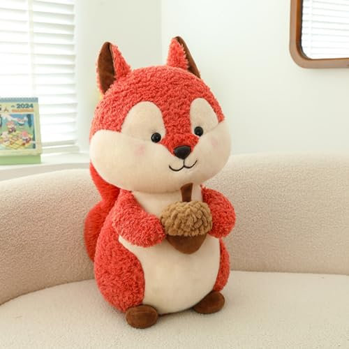 Viusneun Kuscheltier, Eichhörnchen mit Haselnuss Stofftier Süße Plüschtier Weich Plüsch Spielzeug Geschenk für Kinder Geburtstag Weihnachtstag Ostern (25cm)