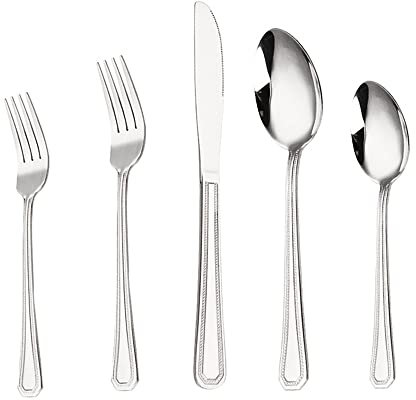 Ensemble de couverts, ensemble de couverts en acier inoxydable, plastique transparent, ensemble de cuillères, couteaux et fourchettes, ensemble de 50