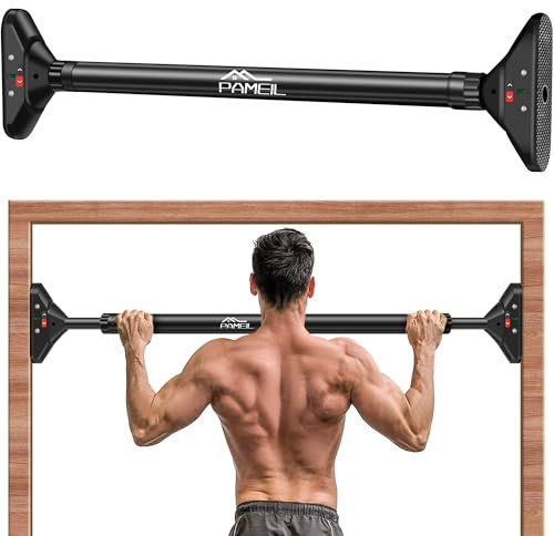 Pameil Cadre de porte avec barre de traction barre de traction capacité de charge jusqu'à 200 kg barre horizontale sans vis 75-94 cm extensible nouveau verrouillage (Noir(75-94 cm))