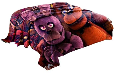 BJMAND FNAF Decken, FNAF 3D-bedruckte Flanelldecke, weiche Mikrofleece-Decke, Dekoration für Sofa und Bett (Typ 2, 150 x 200 cm)