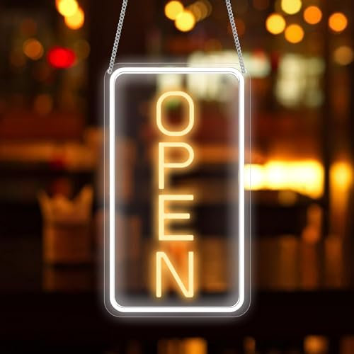 Cartel de neón abierto con luces LED de neón para bar, cafetería, tienda, salón, tienda, club, 18,8 x 38 cm, alimentado por USB, eficiencia energética, versátil